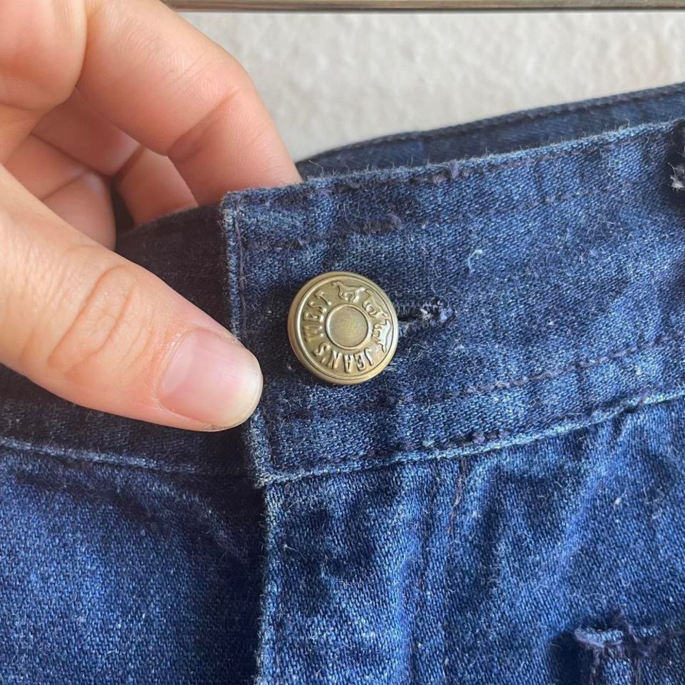 Vintage 1970s Denim Cotton Bell Bottom Seafares - Picture 4 of 9